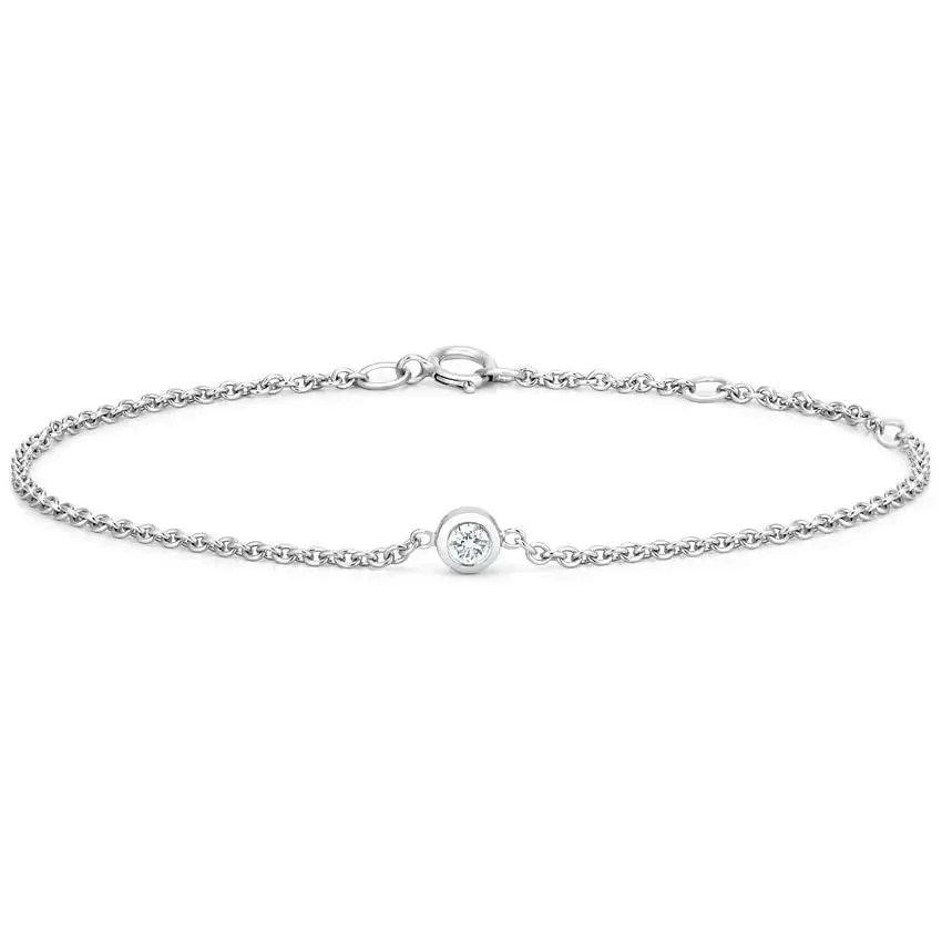 0.10CT Round Cut Bezel Set Solitaire Diamond Bracelet