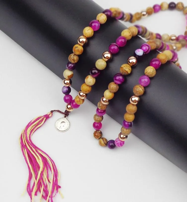 108 Bead Colorful Naturals Stone Mala with Tassel