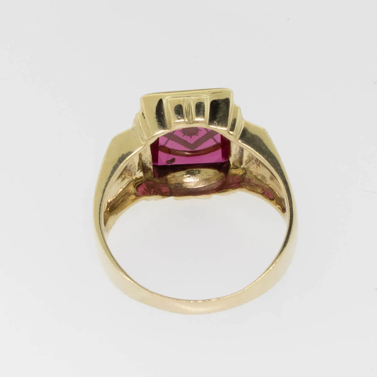 10K Yellow Gold Masonic Ring with Red Stone Size 10.75 Preowned Jewelry