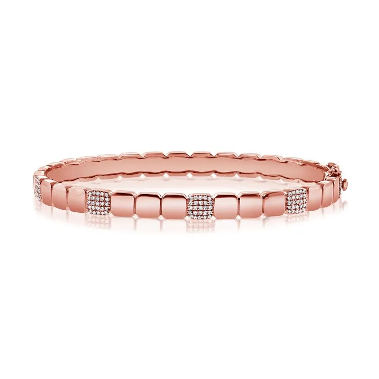 14K Gold 0.36Ct Diamond Bangle Bracelet with 122 Diamonds, available in White, Rose and Yellow Gold