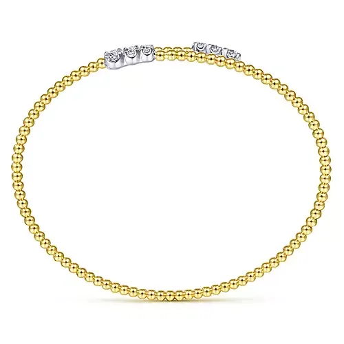 14k Yellow Gold 0.42Ct By Pass Design Bangle Bracelet