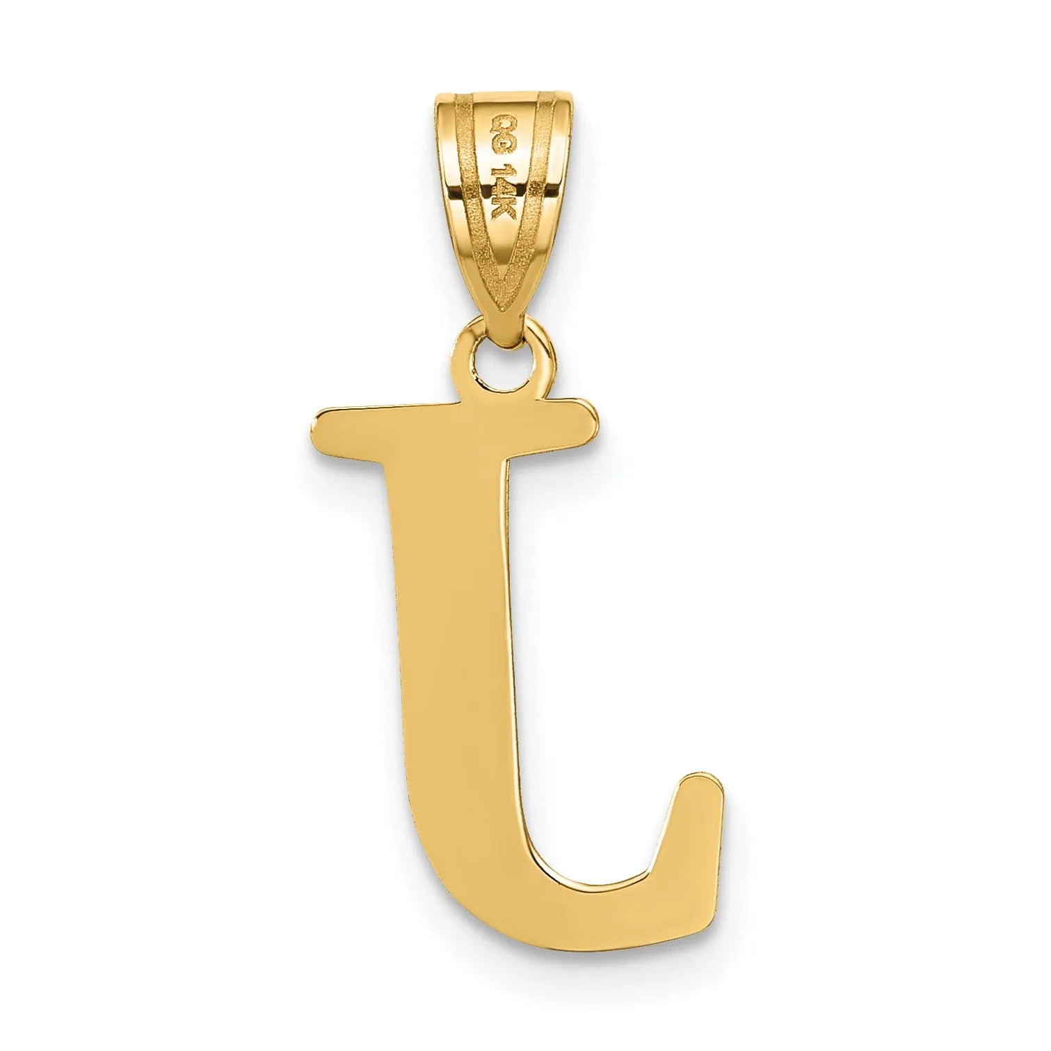 14k Yellow Gold Etched Finish Block Letter J Initial Design Pendant