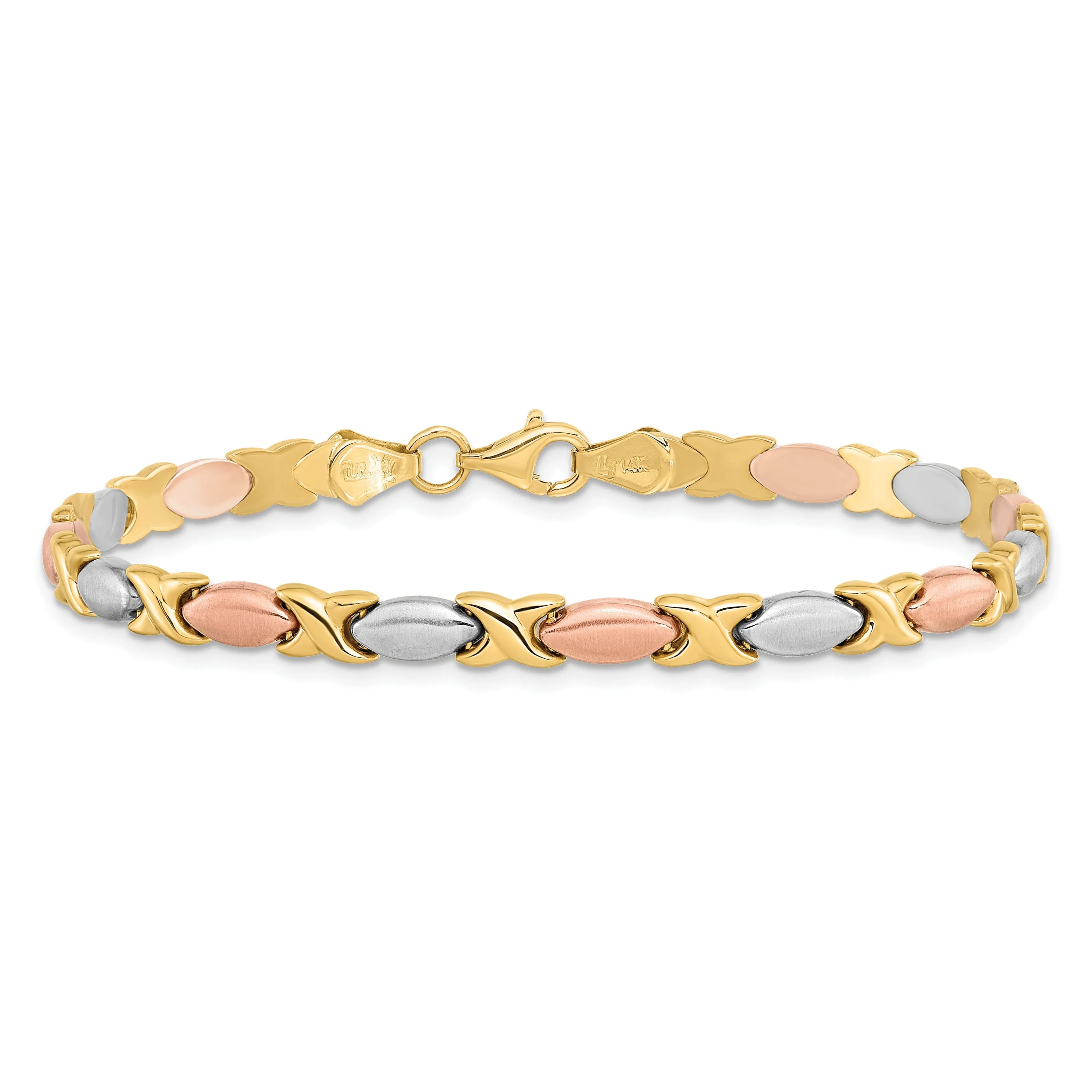 14k Yellow Gold Polished Brushed X Bracelet