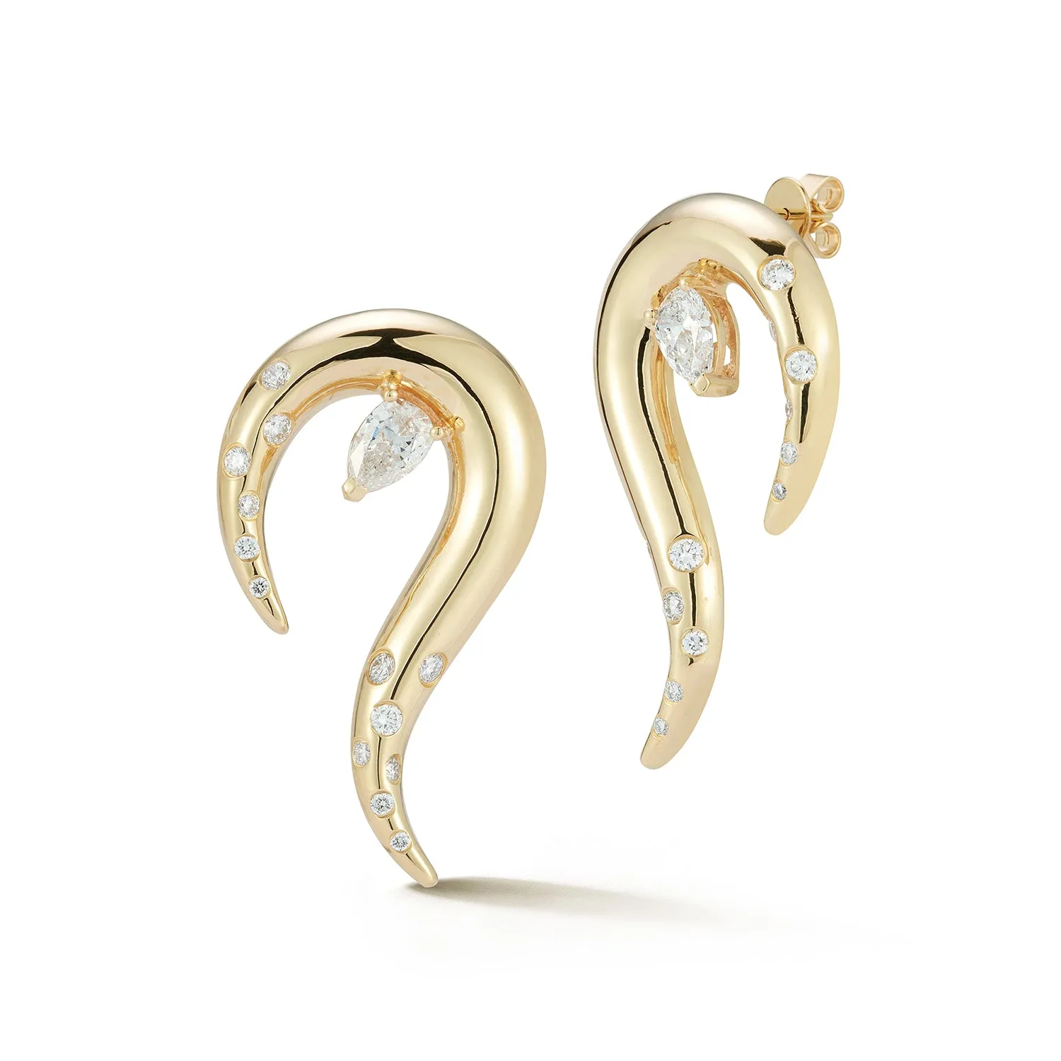 14kt Diamond Swoosh Earrings