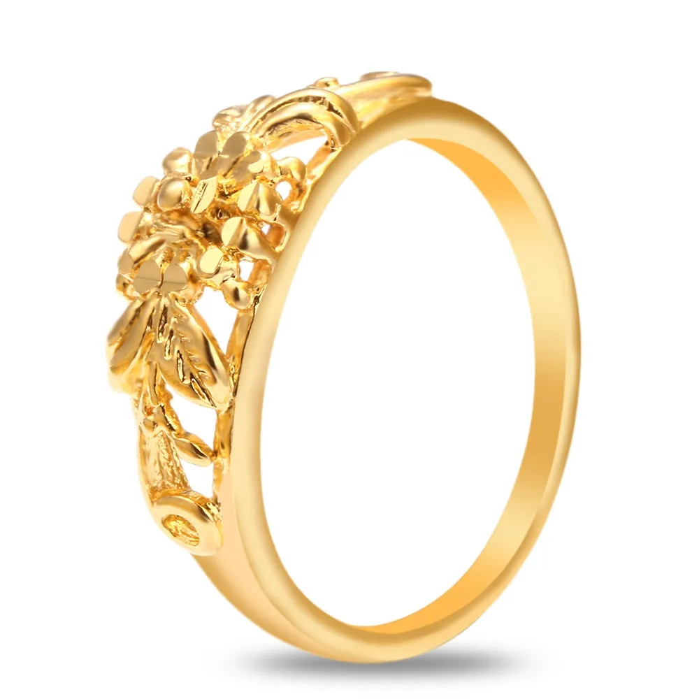 18K Electroplate Gold Color Flower Ring for Women