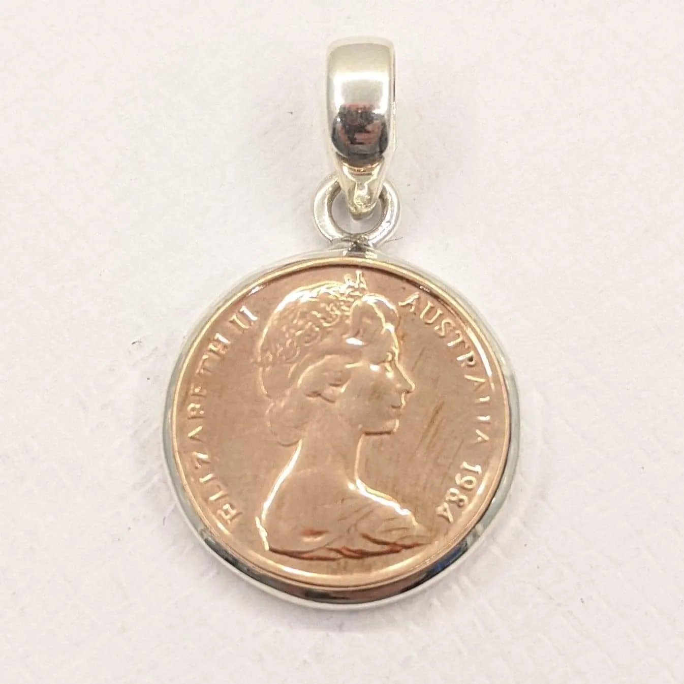 1984 Australian One cent piece coin pendant