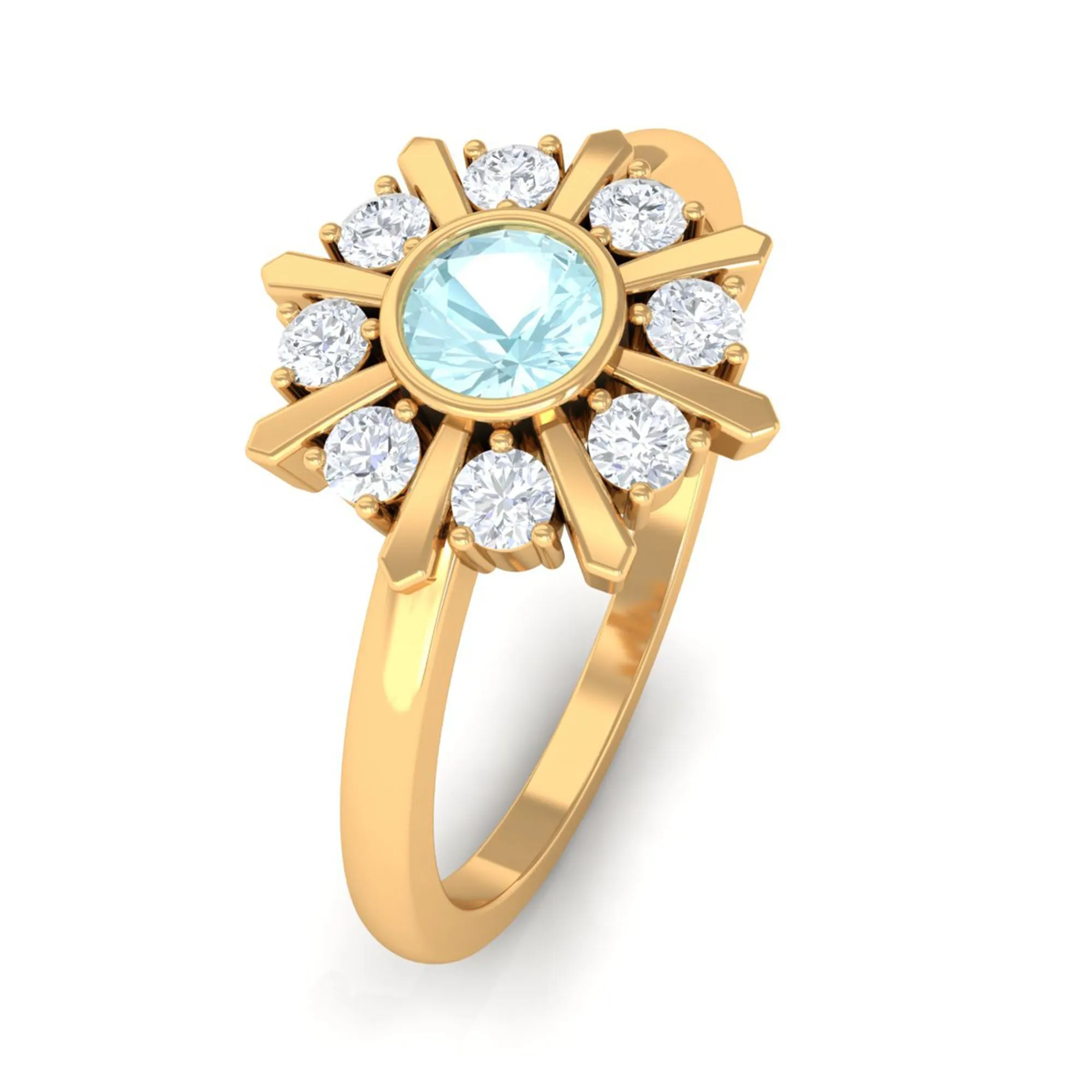 3/4 CT Sky Blue Topaz and Diamond Statement Ring