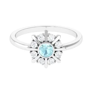 3/4 CT Sky Blue Topaz and Diamond Statement Ring