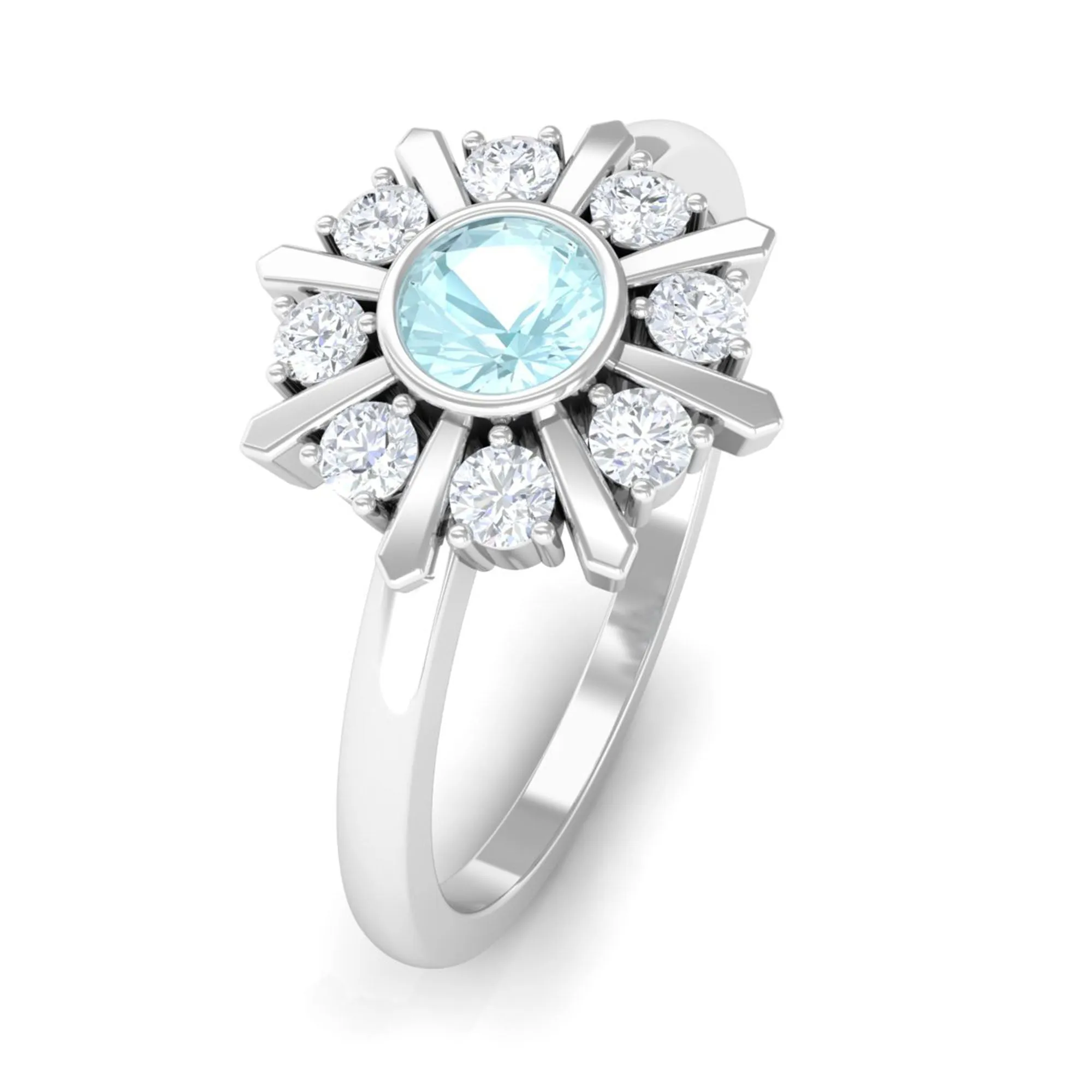 3/4 CT Sky Blue Topaz and Diamond Statement Ring