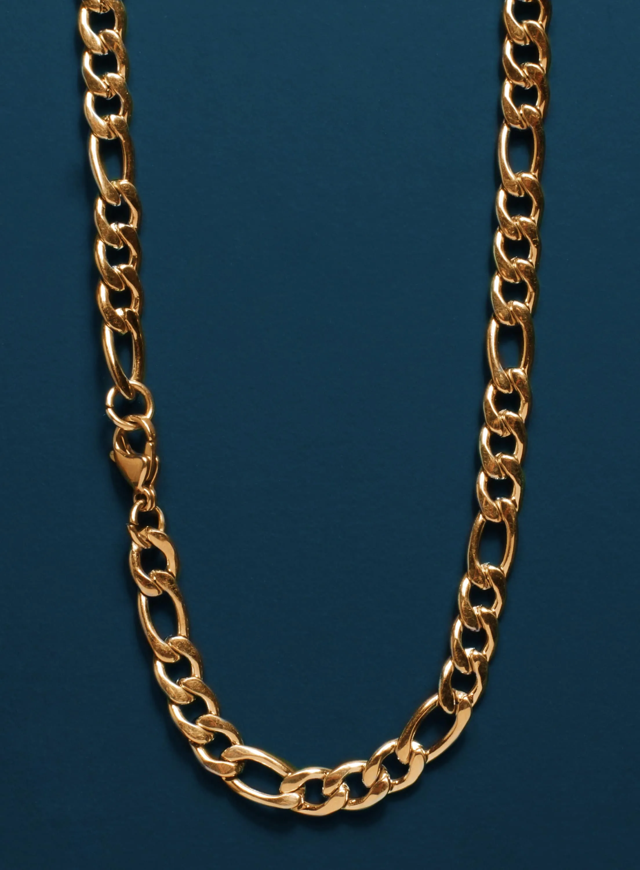 7mm gold figaro chain for men