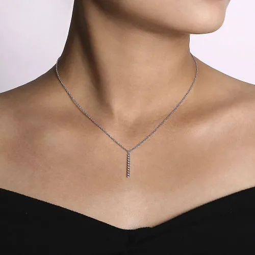 925 Sterling Silver Vertical Bar Bujukan Bead Necklace