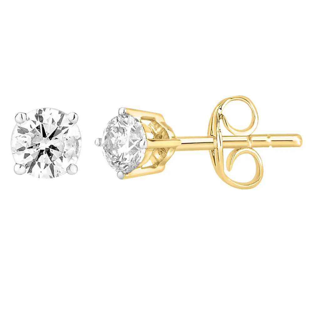 9ct Yellow Gold 1/4 Carat Diamond Stud Earrings