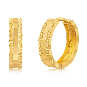 9ct Yellow Gold Patterned Fancy Hoop Earrings