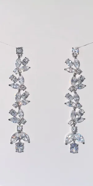 Adorne High Grade Cubic Zirconium Princess Dangle Earrings