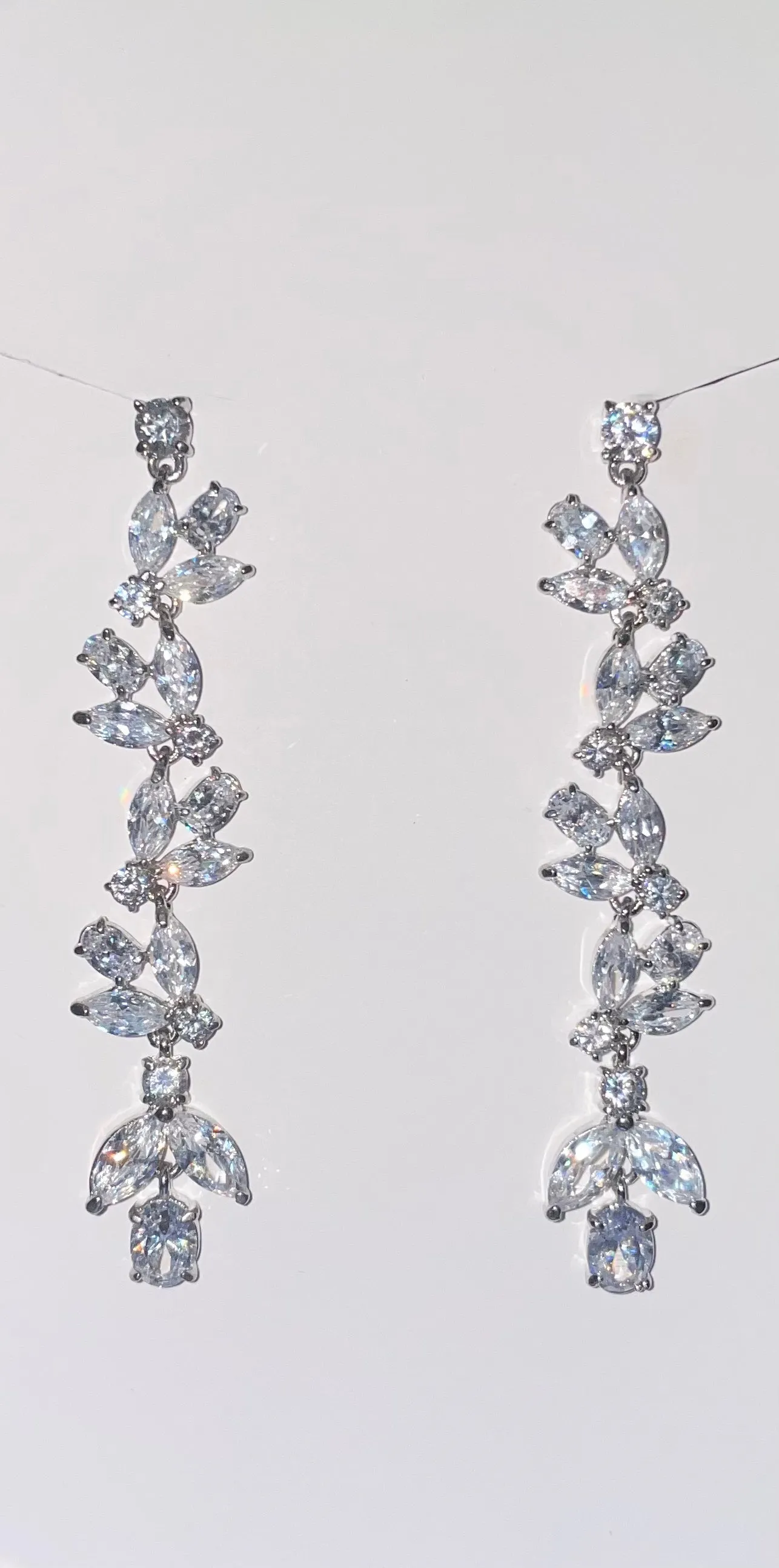 Adorne High Grade Cubic Zirconium Princess Dangle Earrings