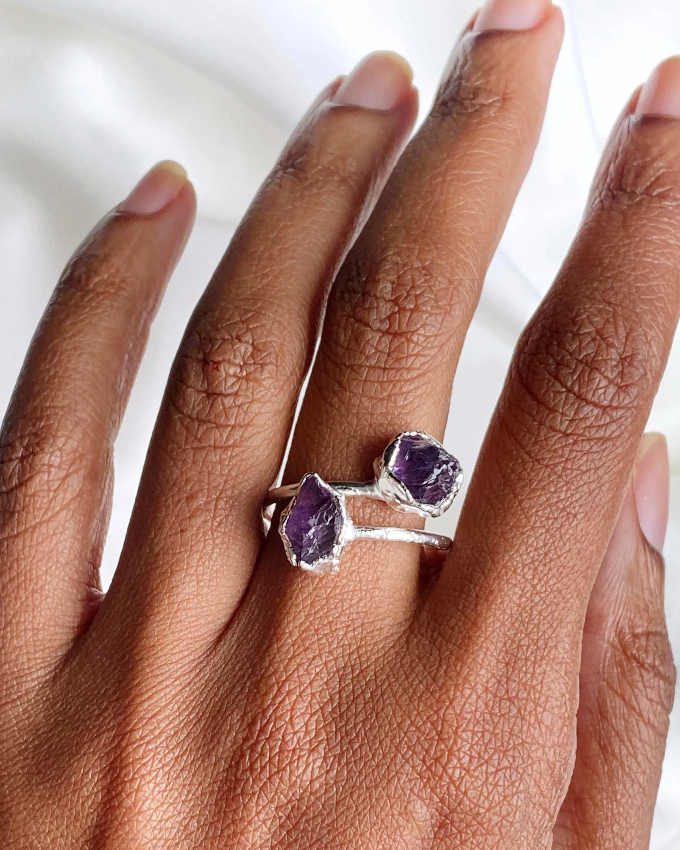 Amethyst Raw Stone Wrap Ring