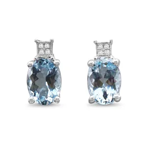 Aquamarine & Diamond Earrings - 18ct White Gold