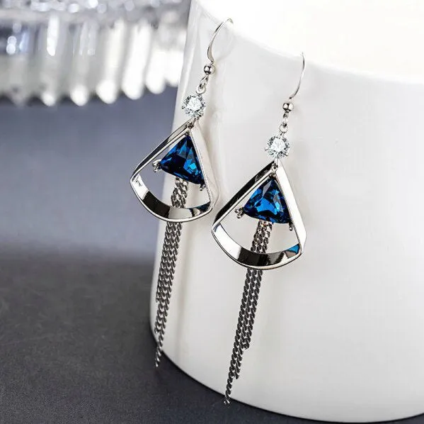 Art Deco Jewelry Simple Triangle Drop Earrings for Women in Gold Color and Silver Color