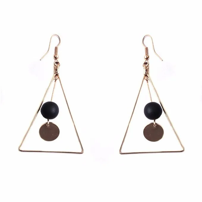 Art Deco Jewelry Simple Triangle Drop Earrings for Women in Gold Color and Silver Color