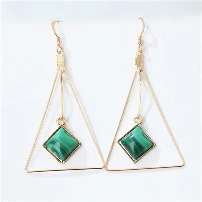 Art Deco Jewelry Simple Triangle Drop Earrings for Women in Gold Color and Silver Color