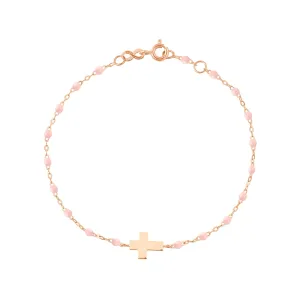 Baby Cross Charm Classic Gigi Baby Pink bracelet, Rose Gold, 5.1"