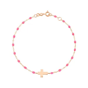 Baby Cross Charm Classic Gigi Pink bracelet, Rose Gold, 5.1"