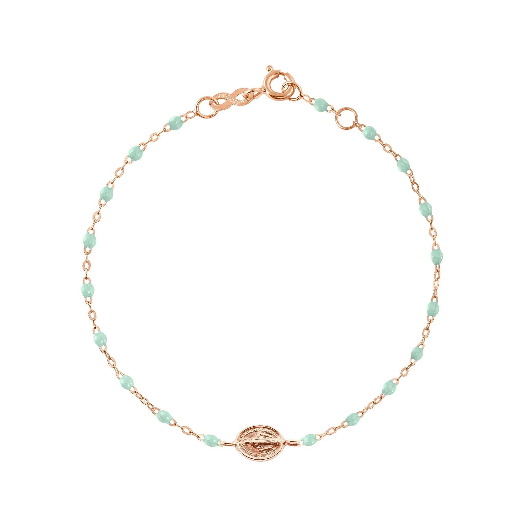 Baby Madone Charm Classic Gigi Jade bracelet, Rose Gold, 5.1"