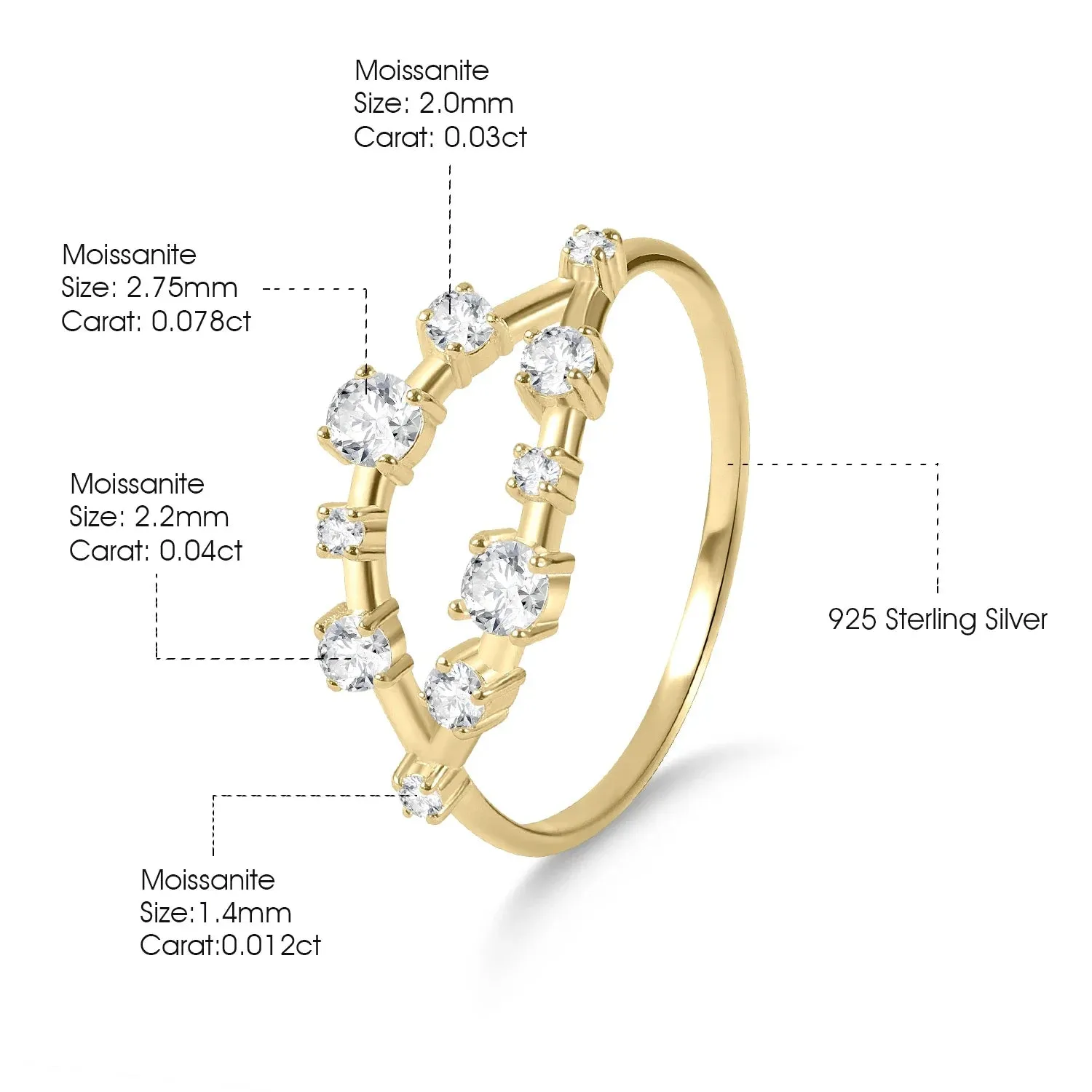 Ballet Moissanite Colorless Ring