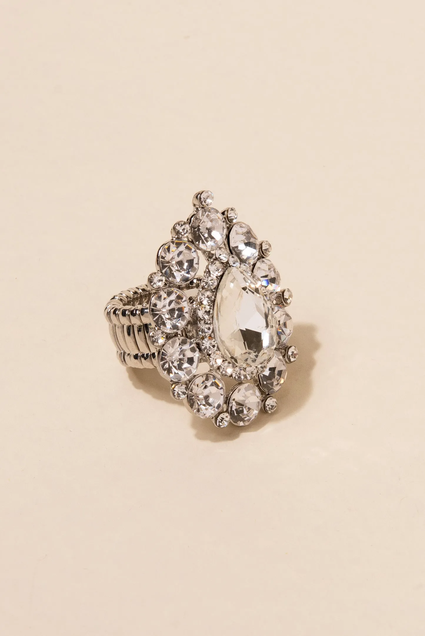 Belle Teardrop Rhinestone Stretch Ring