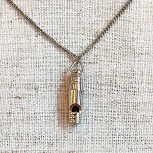 Bitty Silver Round Whistle Pendant Necklace