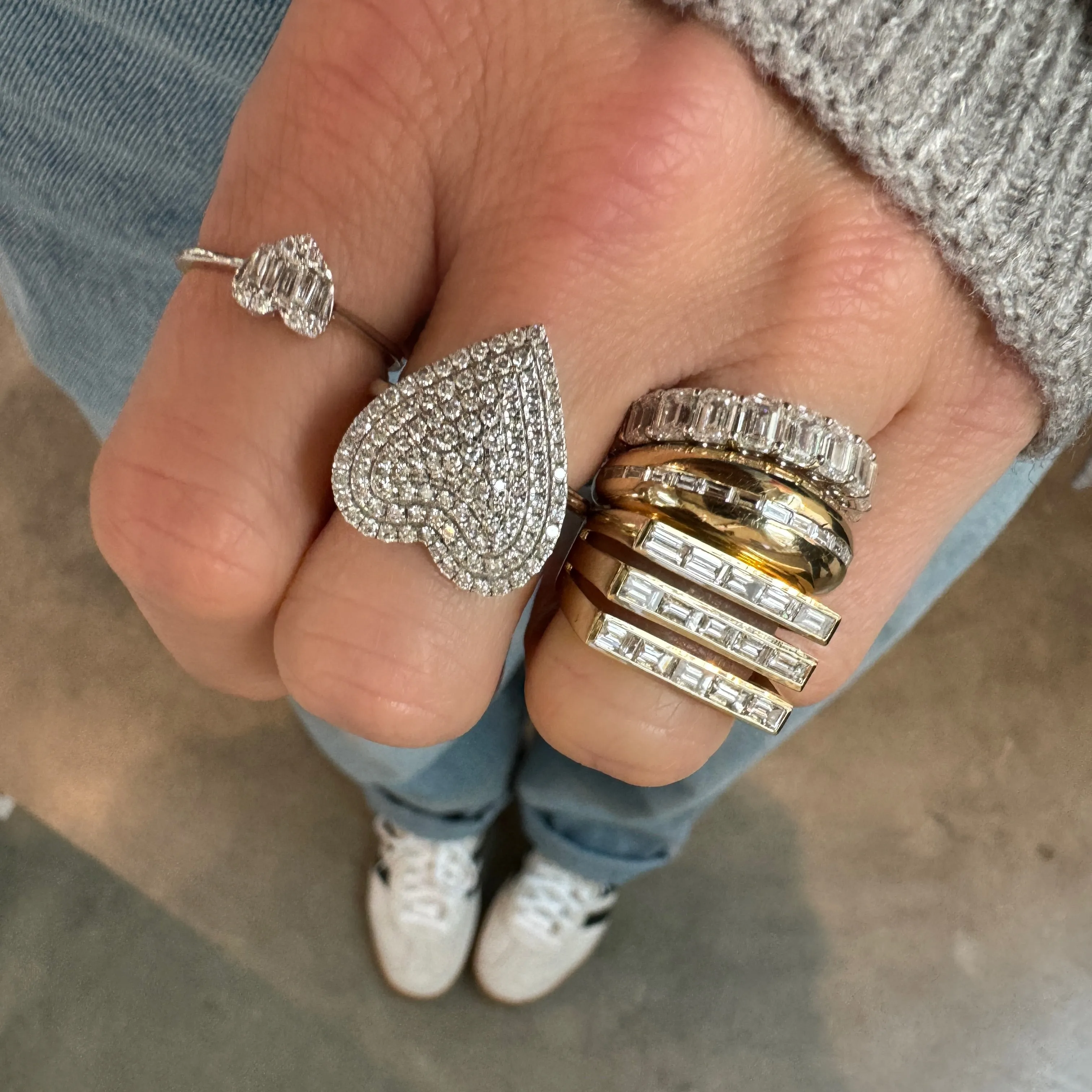 Bold Diamond Baguette Statement Stacking Ring