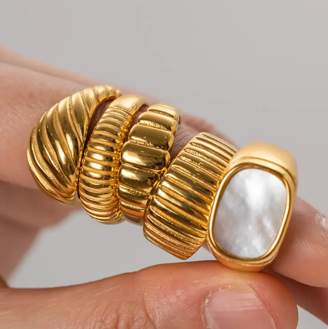 Bold Ribbed Dome Statement Ring