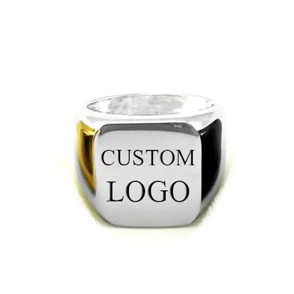 BRANDMARK | Custom Logo Laser Engraved Signet Ring Gold Silver Black