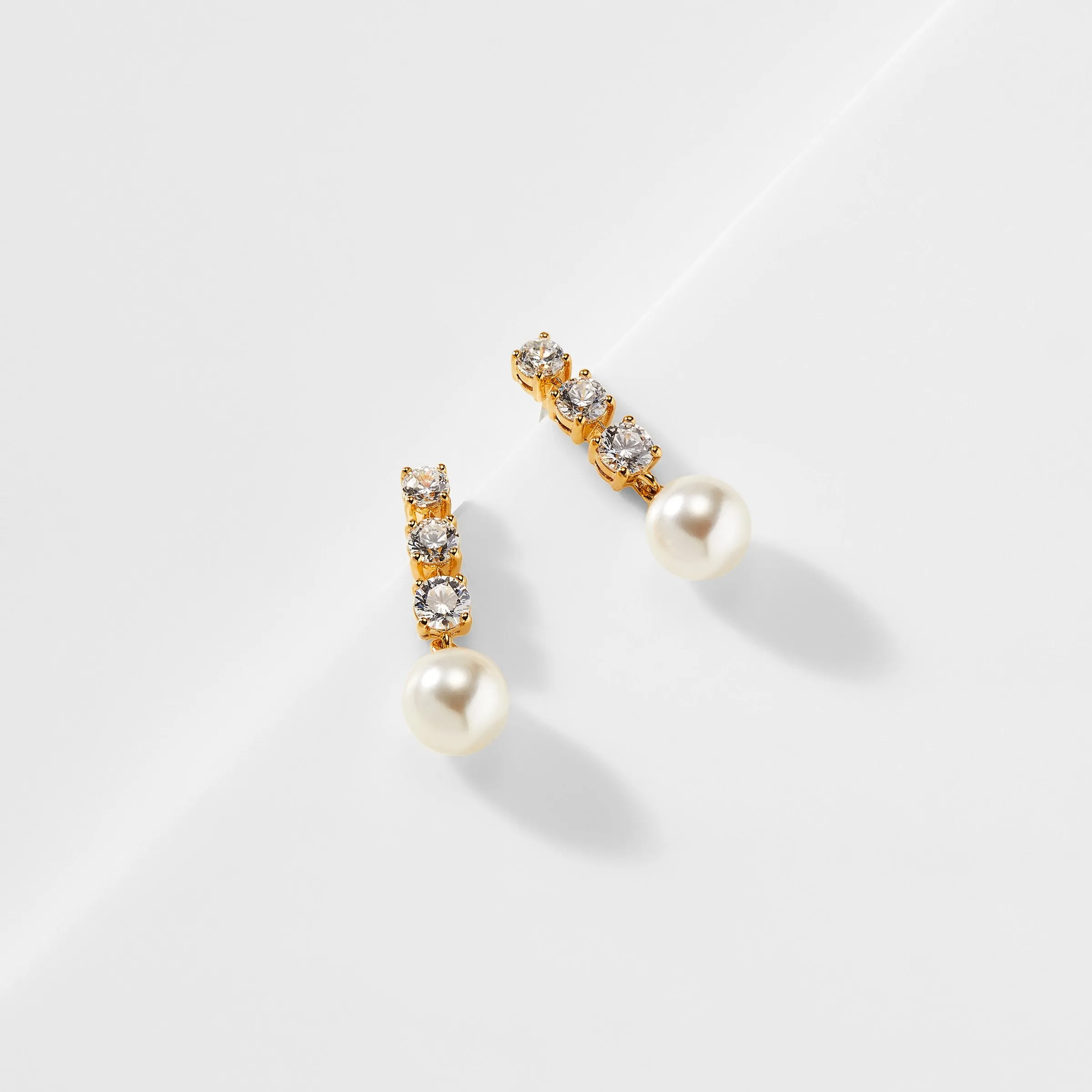 CAMILA PEARL AND CZ DROP EARRINGS