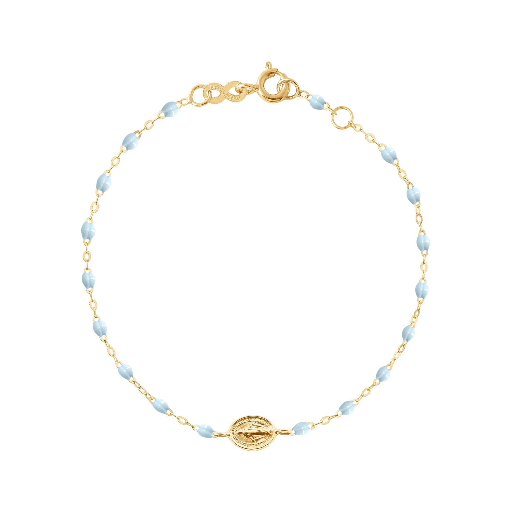 Child Madone Charm Classic Gigi Baby Blue bracelet, Yellow Gold, 5.9"