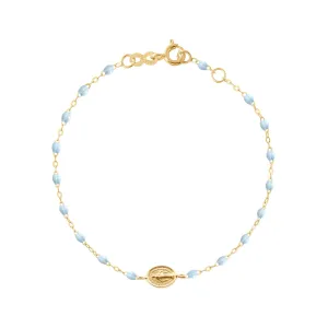 Child Madone Charm Classic Gigi Baby Blue bracelet, Yellow Gold, 5.9"