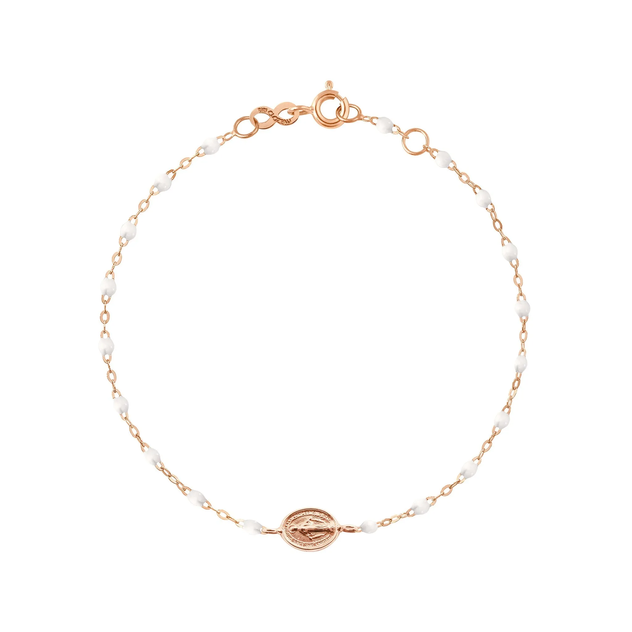 Child Madone Charm Classic Gigi White bracelet, Rose Gold, 5.9"