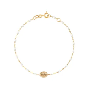 Child Madone Charm Classic Gigi White bracelet, Yellow Gold, 5.9"