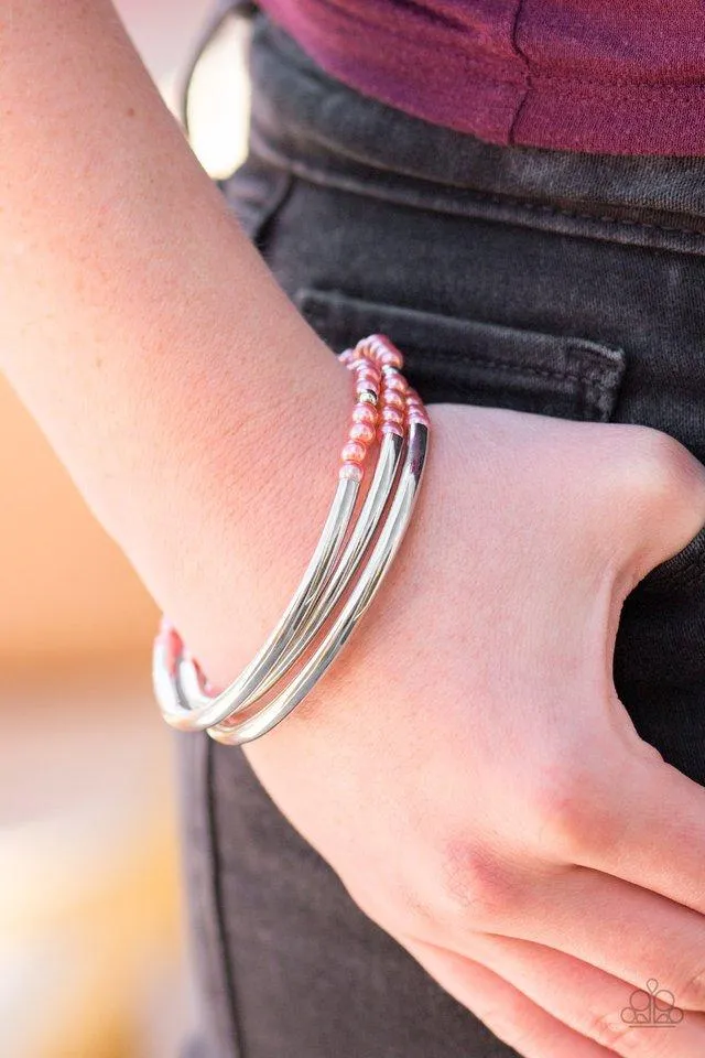 City Pretty Coral and Silver Bracelet Set - Paparazzi Accessories