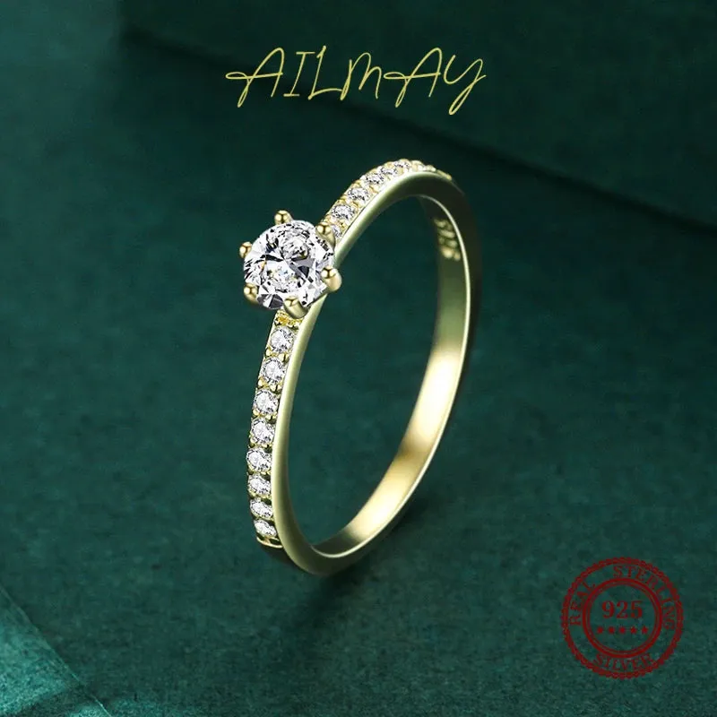 Classic 925 Sterling Silver Gold Ring