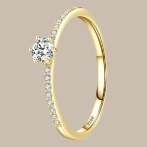 Classic 925 Sterling Silver Gold Ring