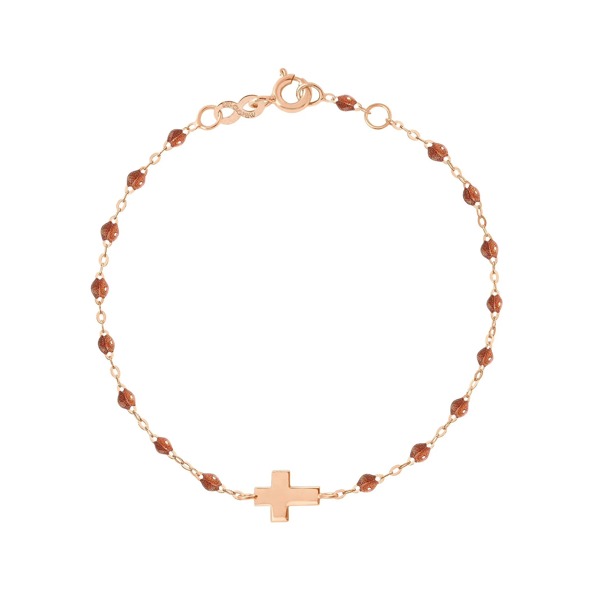 Classic Fauve Cross Charm Bracelet, Rose Gold, 6.7"