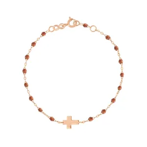 Classic Fauve Cross Charm Bracelet, Rose Gold, 6.7"