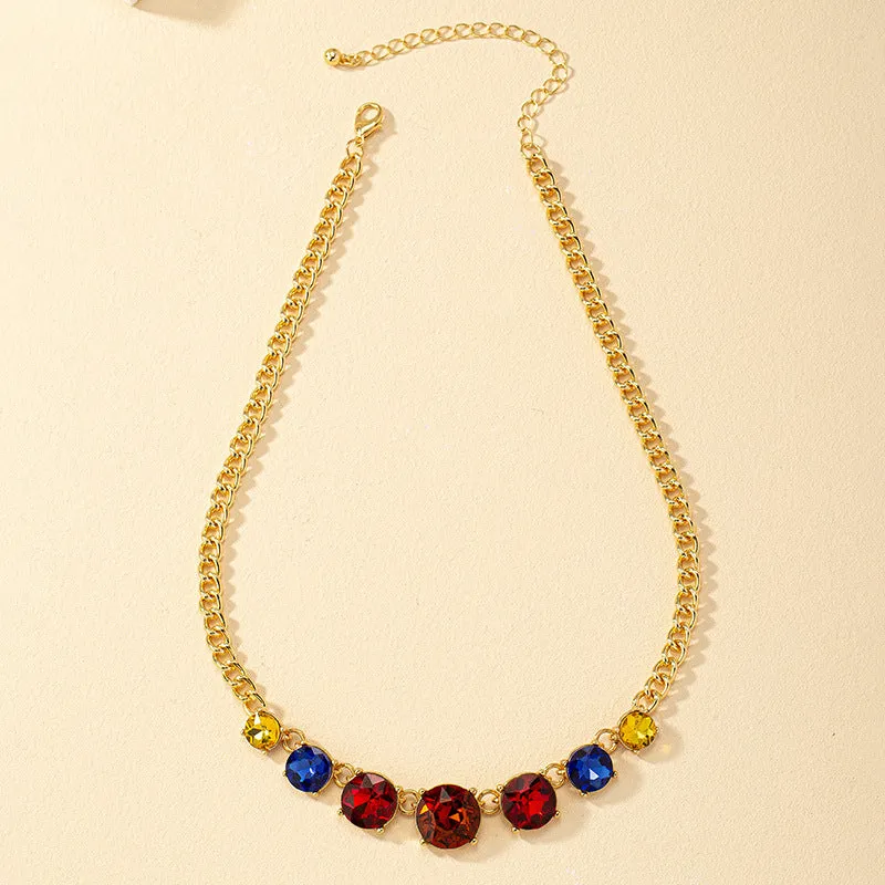 Colorful Circular Retro Palace Necklace with European Charm