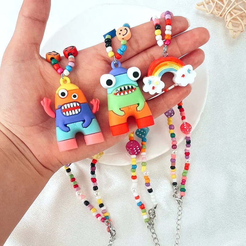 Colourful Cute Monster Necklace