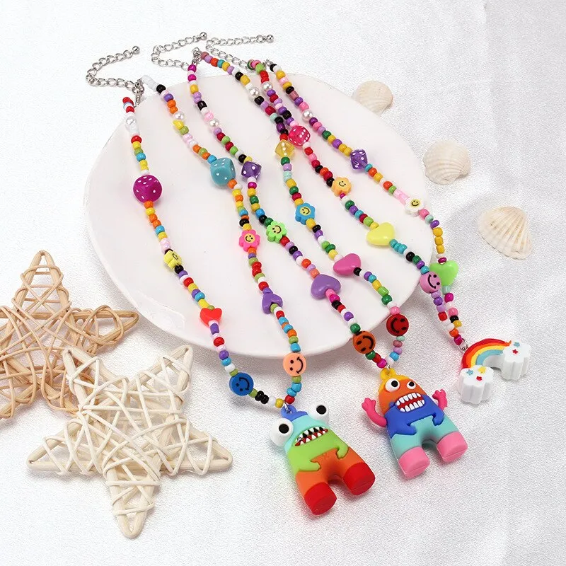 Colourful Cute Monster Necklace