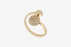 Crescent Crystal Ring - 22 Carat Gold Gilded