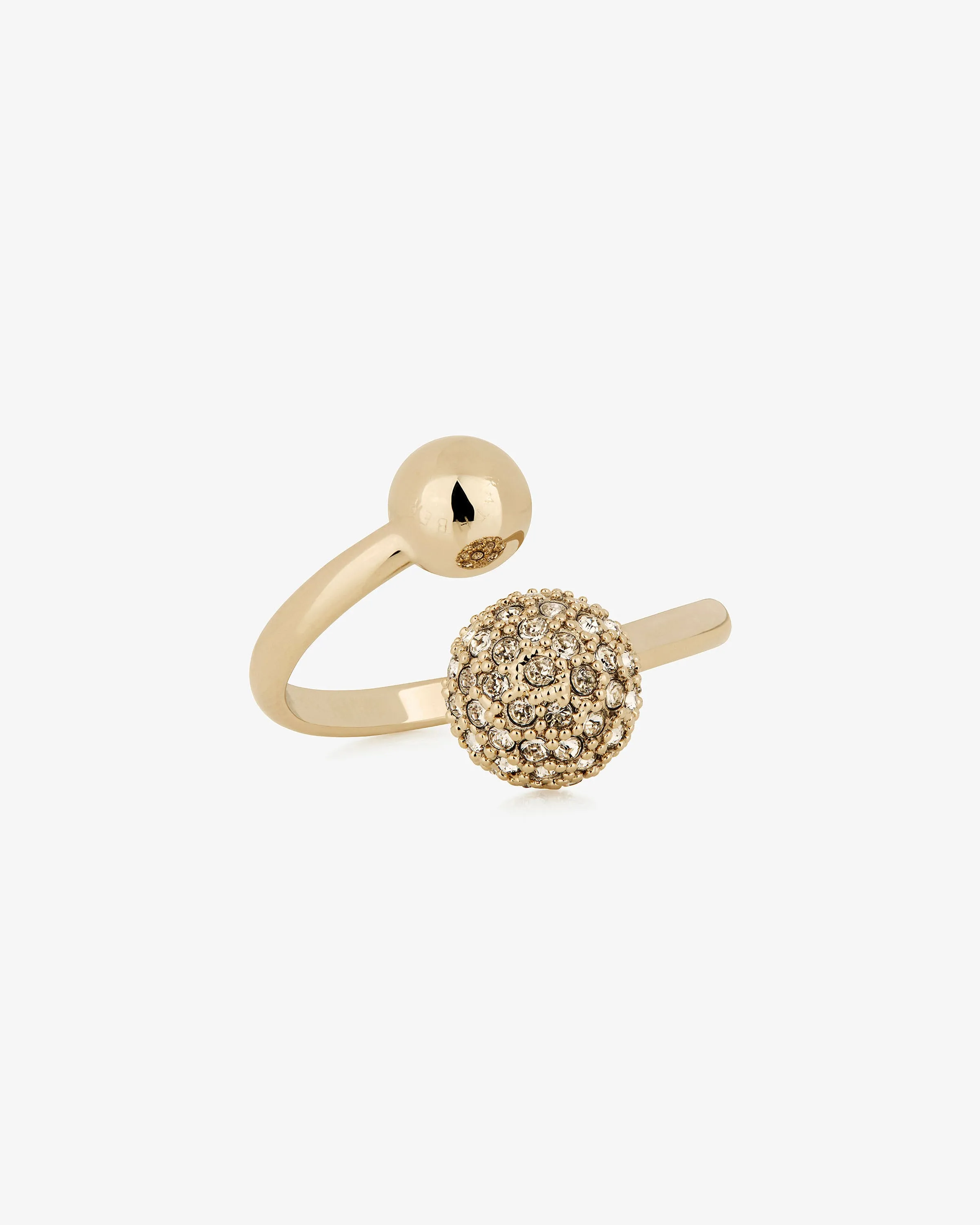 Crescent Crystal Ring - 22 Carat Gold Gilded