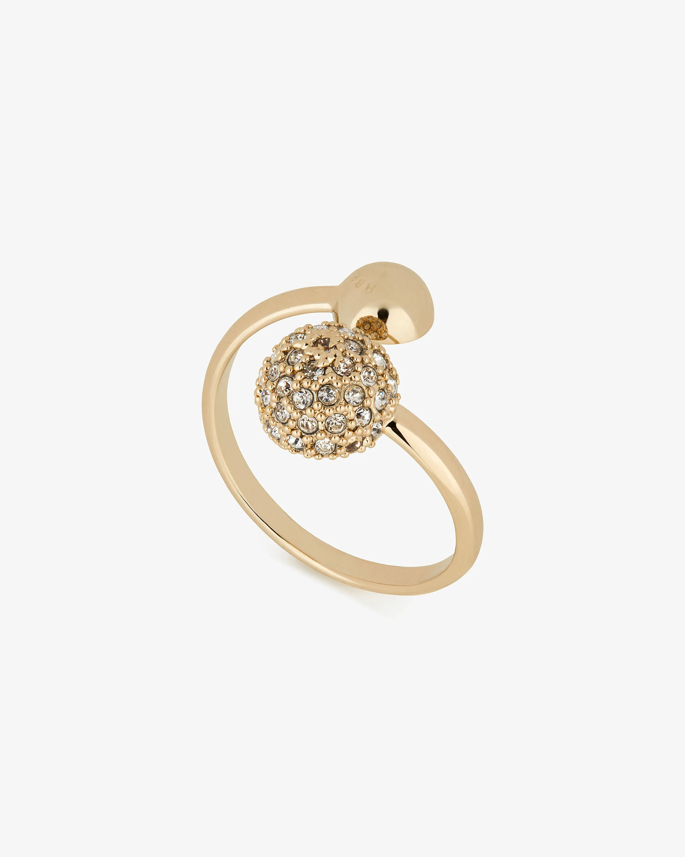 Crescent Crystal Ring - 22 Carat Gold Gilded