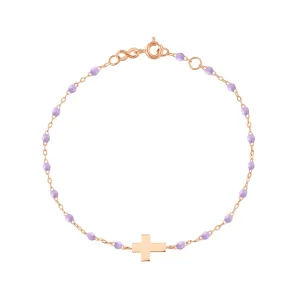 Cross Charm Classic Gigi Lilac bracelet, Rose Gold, 6.7"